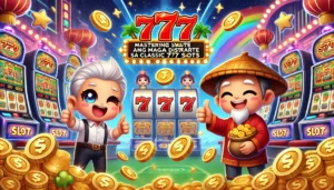 Imahe ng 777 slot machine na nagpapakita ng Max Bet button na pilit na pinipindot. Sumisimbolo ito sa Masinop na Diskarte at Pagtitiis para makuha ang Biyaya.